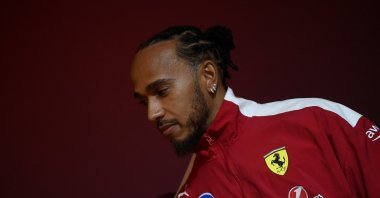 Ferrari driver Lewis Hamilton attends the event to celebrate Scuderia Ferrari and Puma&#039;s 20 years of collaboration, Maranello, Italy, March 4, 2025. (Reuters Photo)