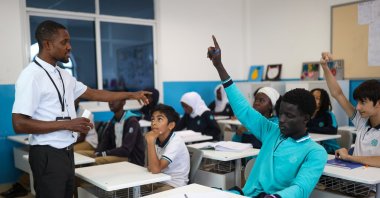 Students at the Turkish Maarif Foundation School in Gambia participate in a classroom activity, Banjul, Gambia, Feb. 12, 2025. (AA Photo)