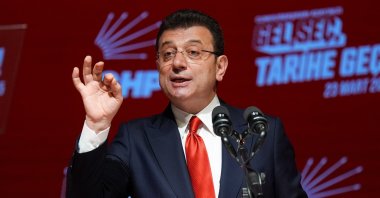 Istanbul Mayor Ekrem Imamoğlu speaks at an event in the capital, Ankara, Türkiye, Feb. 27, 2025. (AA Photo)