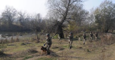 This undated photo shows troops patrolling the border, Edirne, northwestern Türkiye. (DHA Photo)