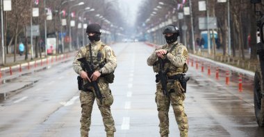 Bosnian Serb police forces secure an area during a protest in Banja Luka, Bosnia-Herzegovina, Feb.26, 2025. (Reuters Photo)