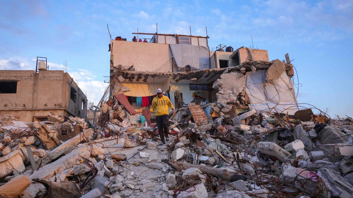 A Palestinian man in front of his destroyed home in Beit Lahia in the northern Gaza Strip, Palestine, March 4, 2025. (AFP Photo)