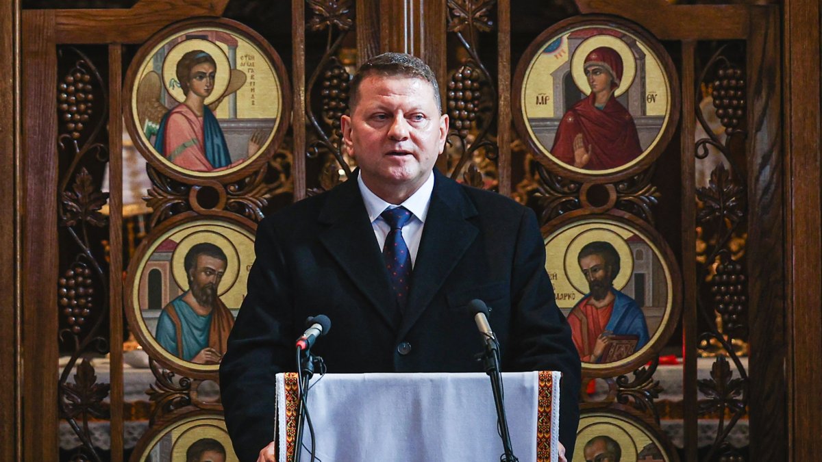 General Valerii Zaluzhnyi, Ukraine's Ambassador to the U.K. speaks during an Inter-faith Prayer Service at the Ukrainian Catholic Cathedral in London, Feb. 24, 2025. (AFP File Photo)