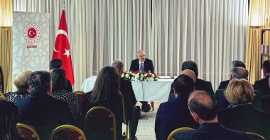 Chief foreign policy and security adviser Ambassador Akif Çağatay Kılıç speaks a meeting in Munich, Germany, Feb. 14, 2025. (AA Photo)