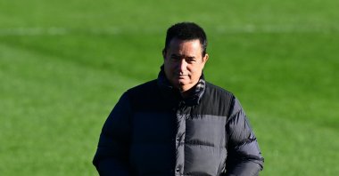 Fenerbahçe Vice President Acun Illıcalı observes the team&#039;s training session ahead of the Europa League match against Rangers, Istanbul, Türkiye, March 5, 2025. (AA Photo)