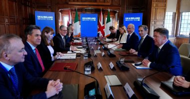 British and Irish prime ministers and their delegations hold a meeting on bilateral relations at Inglewood Manor House, Ellesmere Port, U.K., March 6, 2025. (Reuters Photo)