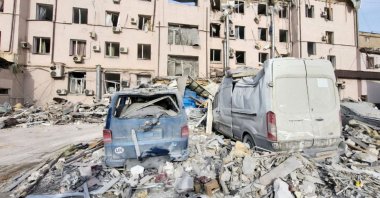 Damaged vehicles are seen at the site of a Russian missile strike, in Kryvyi Rih, Dnipropetrovsk region, Ukraine, March 6, 2025. (Reuters Photo)