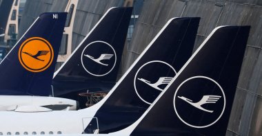 Lufthansa planes parked at Frankfurt Airport, Germany, March 7, 2024. (Reuters Photo)