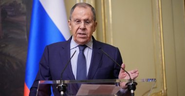 Russian Foreign Minister Sergei Lavrov speaks during a joint press conference with Zimbabwe&#039;s Minister of Foreign Affairs and International Trade following their talks in Moscow, March 6, 2025. (AFP Photo)