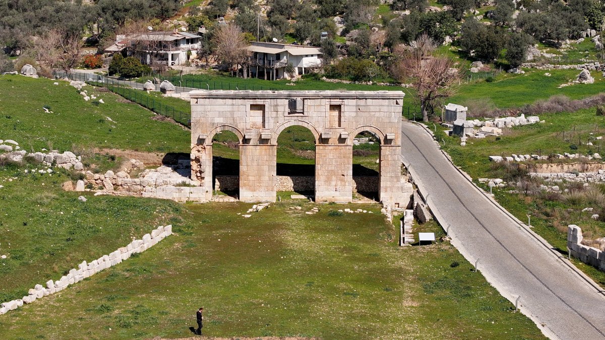 The ancient city gate of Patara, in the Kaş district of Antalya, Türkiye, Feb. 26, 2025. (AA Photo)