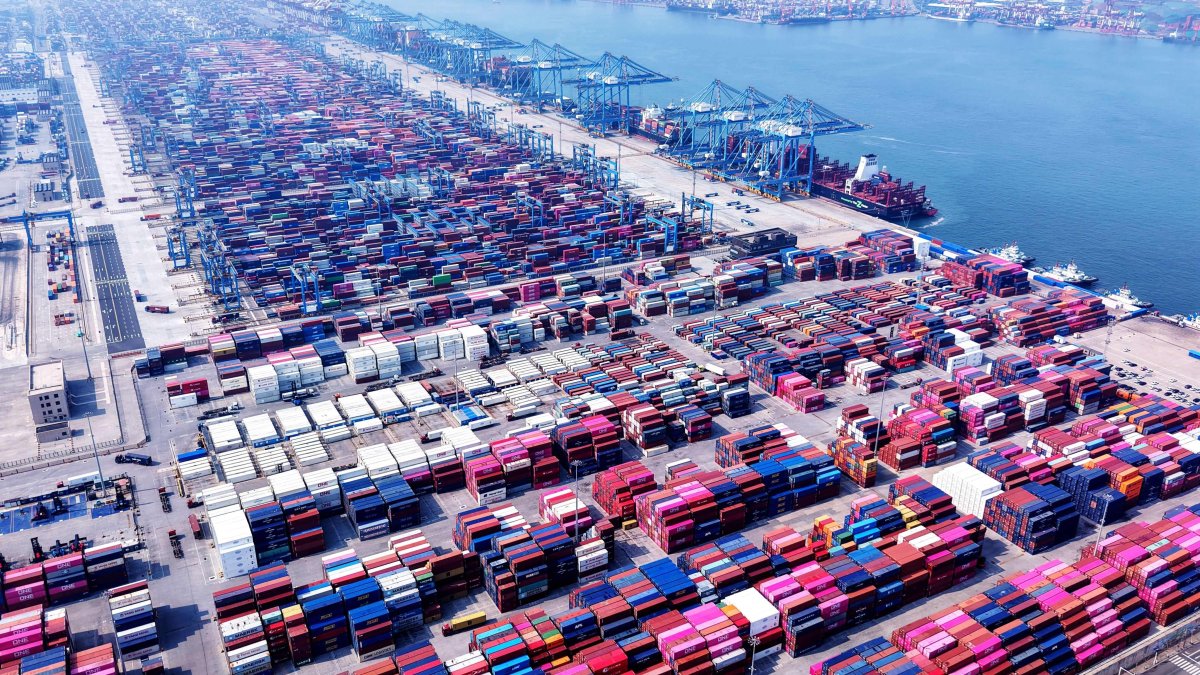 Containers are seen at the port in Qingdao in the eastern Shandong province, China, March 6, 2025. (AFP Photo)