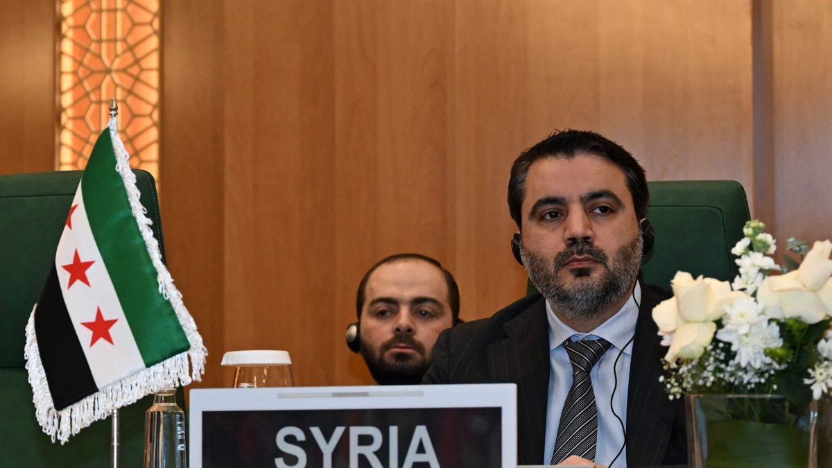 Syria&#039;s Interim Foreign Minister Asaad Hassan al-Shaibani attends an Extraordinary Session of the Council of Foreign Ministers of the Member States of The Organization of Islamic Cooperation (OIC) in Jeddah, March 7, 2025. (AFP Photo)