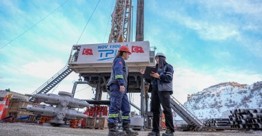 Workers are seen near an oil field in the Gabar region in Şırnak province, southeastern Türkiye, March 5, 2025. (AA Photo)