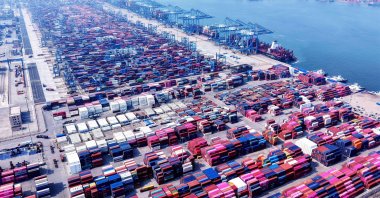 Containers are seen at the port in Qingdao in the eastern Shandong province, China, March 6, 2025. (AFP Photo)