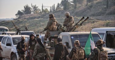 Syrian security forces with heavy weapons take part in an operation following attacks carried out against Syrian security forces, in Latakia, Syria, March 7, 2025. (EPA Photo)
