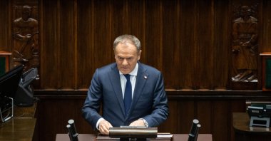 Poland&#039;s Prime Minister Donald Tusk addresses parliament on the situation in Ukraine, Warsaw, March 7, 2025. (AFP Photo)