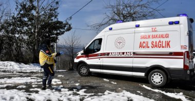 Health care workers respond to emergencies during Ramadan, driving ambulances through snowy roads, Ordu, Türkiye, March 5, 2025. (AA Photo)
