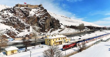 The scenic Eastern Express waits for its passengers at a station in Erzurum, eastern Türkiye, March 9, 2025. (AA Photo)