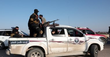 Syrian army personnel travel in a military vehicle, Aleppo, Syria, March 7, 2025. (Reuters Photo)