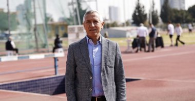Turkish Athletics Federation (TAF) Vice President Nihat Bağcı poses for a photo at the Seyfi Alanya Winter Throwing National Championships, Mersin, Türkiye, March 1, 2025. (AA Photo)