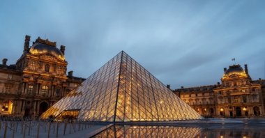 The Louvre Pyramid at sunset, Paris, France. (Shutterstock Photo)