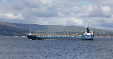 The cargo ship MV Polaris leaves Greenock on the River Clyde, Greenock, U.K., June 17, 2024. (Shutterstock Photo)