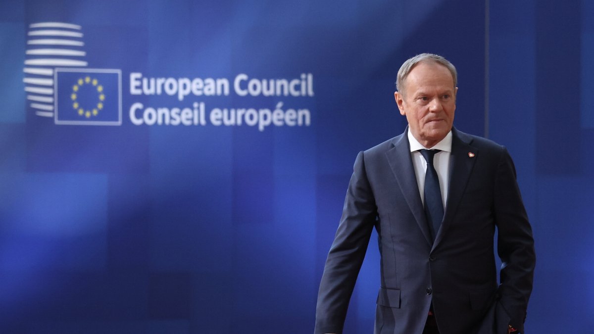 Polish Prime Minister Donald Tusk arrives at a European Council meeting, Brussels, Belgium, March 6, 2025. (EPA Photo)