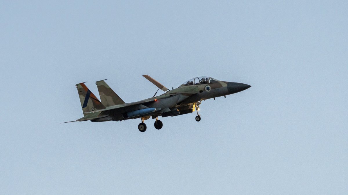An Israeli air force F-15 warplane is seen before landing in an airbase in central Israel, April 15, 2024. (AP Photo)