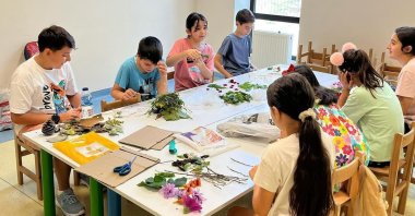Children attend a workshop in the Burdur Provincial Public Library, Burdur, southern Türkiye, March 10, 2025. (AA Photo)