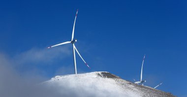 Wind turbines are seen in the mountainous Bitlis province, southeastern Türkiye, Dec. 31, 2025. (AA Photo)