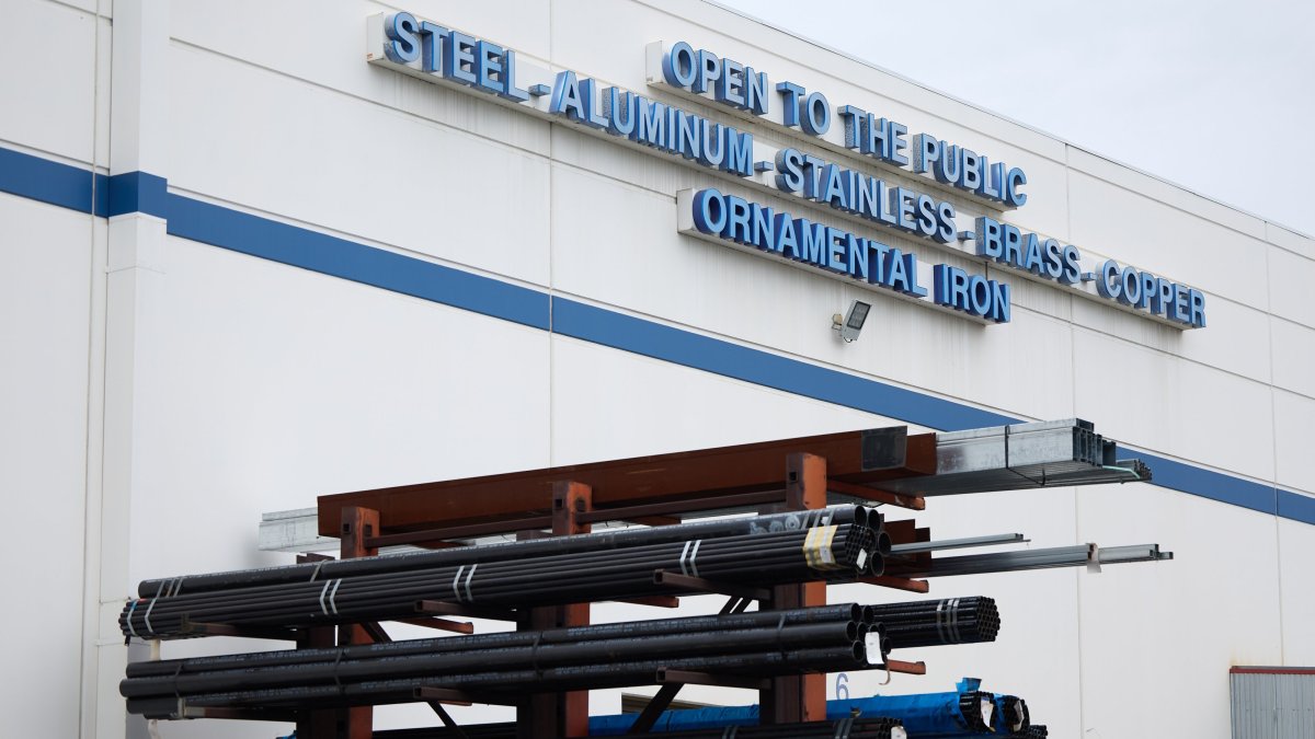 Various metal products are stacked for sale at a metal supply business in Burbank, California, March 11, 2025. (EPA Photo)