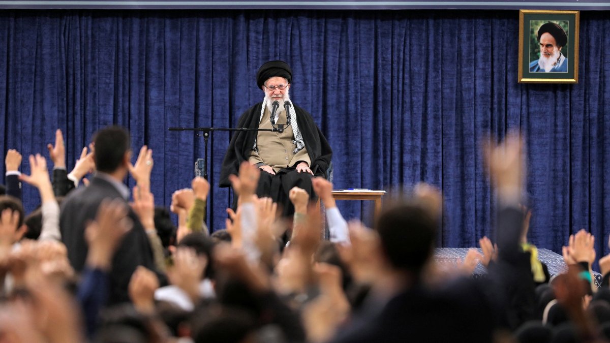 Iran&#039;s Supreme Leader Ayatollah Ali Khamenei looks on during a meeting with Iranian students in Tehran, March 12, 2025. (Handout via Reuters)