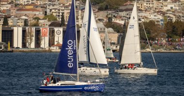 An undated picture shows sailors in action during the Presidential International Yacht Races. (Courtesy of the Turkish Sailing Federation)