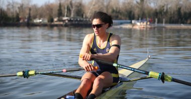 Fenerbahçe&#039;s Cevdet Ege Mutlu in action during the Turkish Rowing Championship, Edirne, Türkiye, March 9, 2025. (AA Photo)