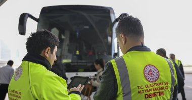 Ministry of Transport and Infrastructure teams inspect bus ticket prices at the Ankara Intercity Bus Terminal, Ankara, Türkiye, March 12, 2025. (AA Photo)
