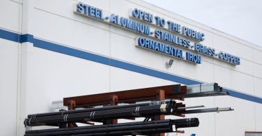 Various metal products are stacked for sale at a metal supply business in Burbank, California, March 11, 2025. (EPA Photo)