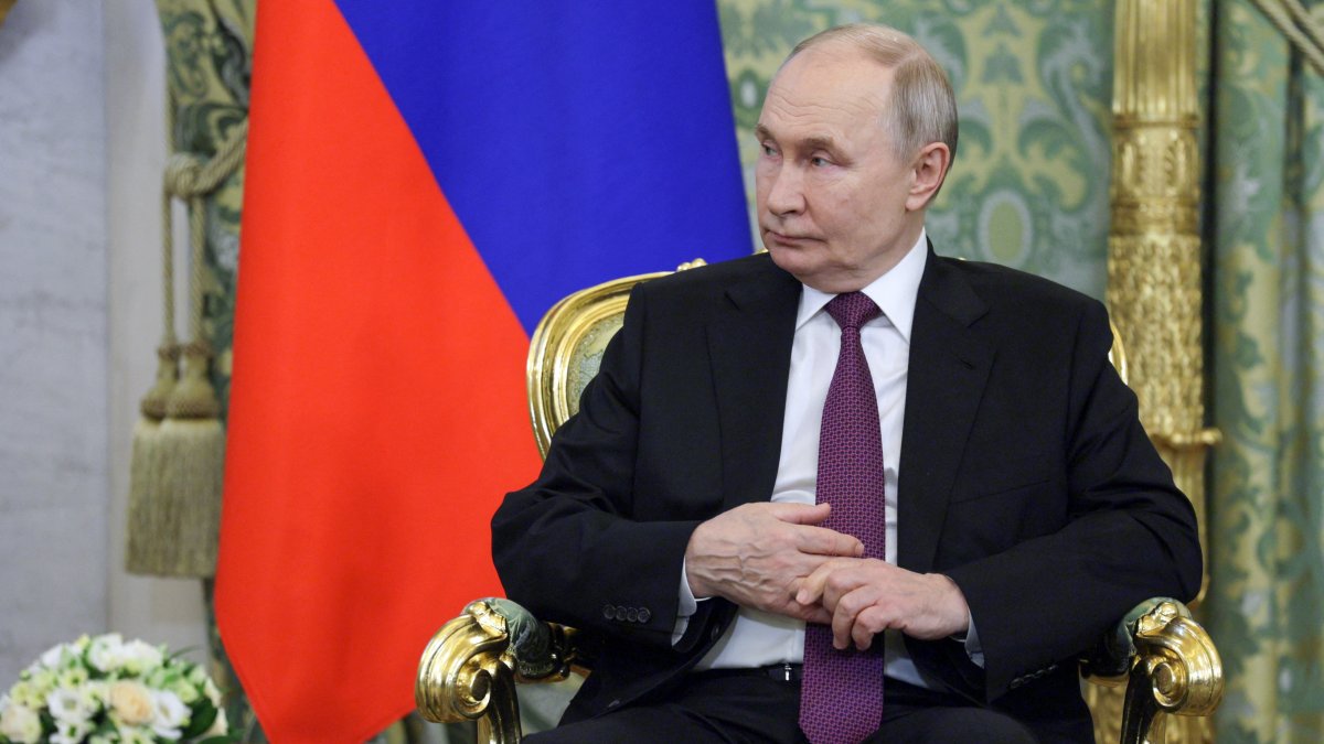 Russia&#039;s President Vladimir Putin attends a meeting with his Belarusian counterpart Alexander Lukashenko at the Kremlin in Moscow, Russia, March 13, 2025. (Reuters Photo)