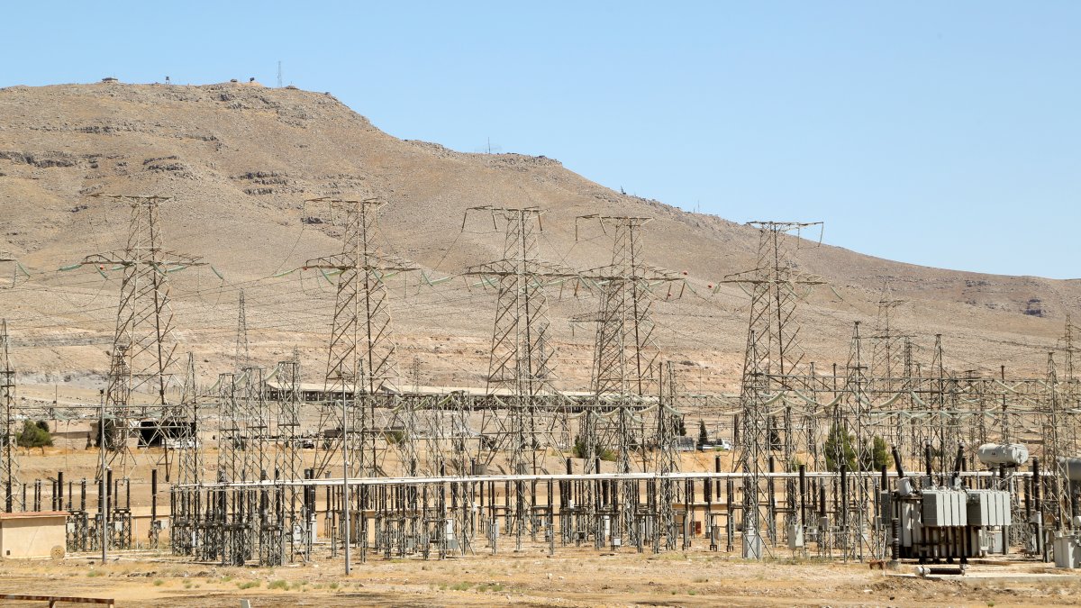 A view shows electricity pylons in Kiswah, Damascus suburbs, Syria, Sept. 8, 2021. (Reuters File Photo)
