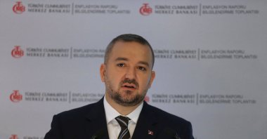 Central Bank of the Republic of Türkiye (CBRT) Governor Fatih Karahan speaks during a news conference, Ankara, Türkiye, Feb. 8, 2024. (Reuters Photo)