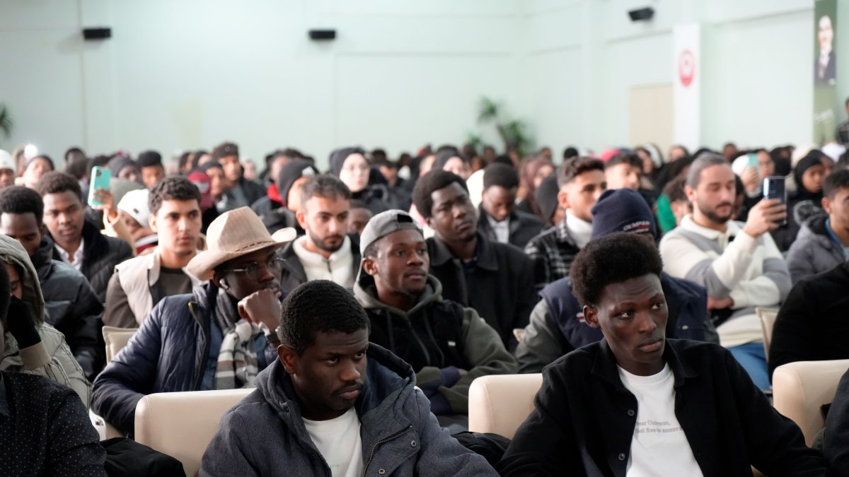 Cameroonian students take part in a program ahead of Ramadan, embracing local traditions at Gümüşhane University, Gümüşhane, northern Türkiye, Feb. 28, 2025. (IHA Photo)