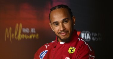 Ferrari's Lewis Hamilton during a drivers news conference for the Australian Grand Prix at Albert Park Circuit, Melbourne, Victoria, Australia, March 13, 2025. (EPA Photo)