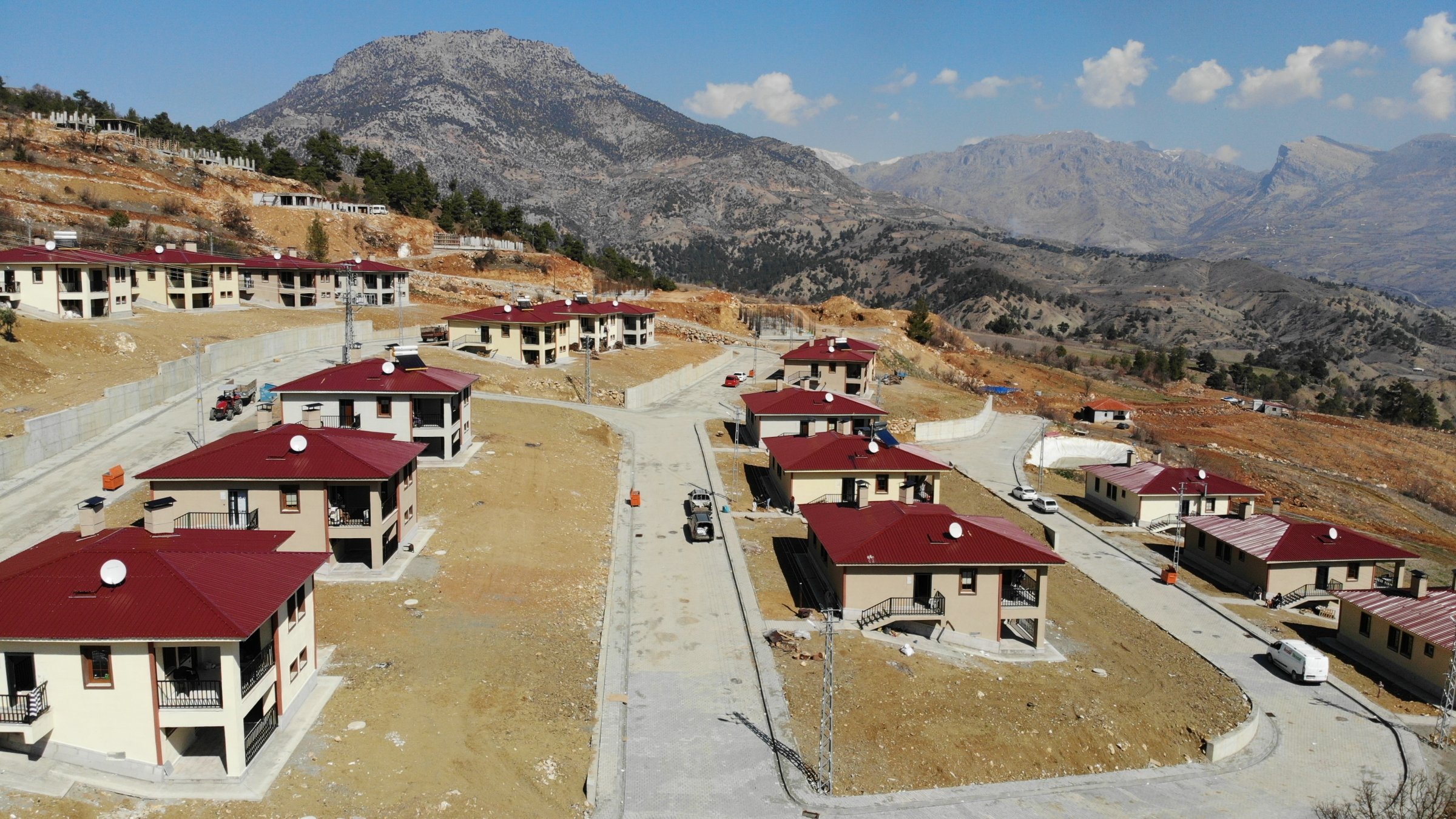 An aerial view of newly built homes for earthquake survivors, Kahramanmaraş, Türkiye, March 17, 2025. (IHA Photo)