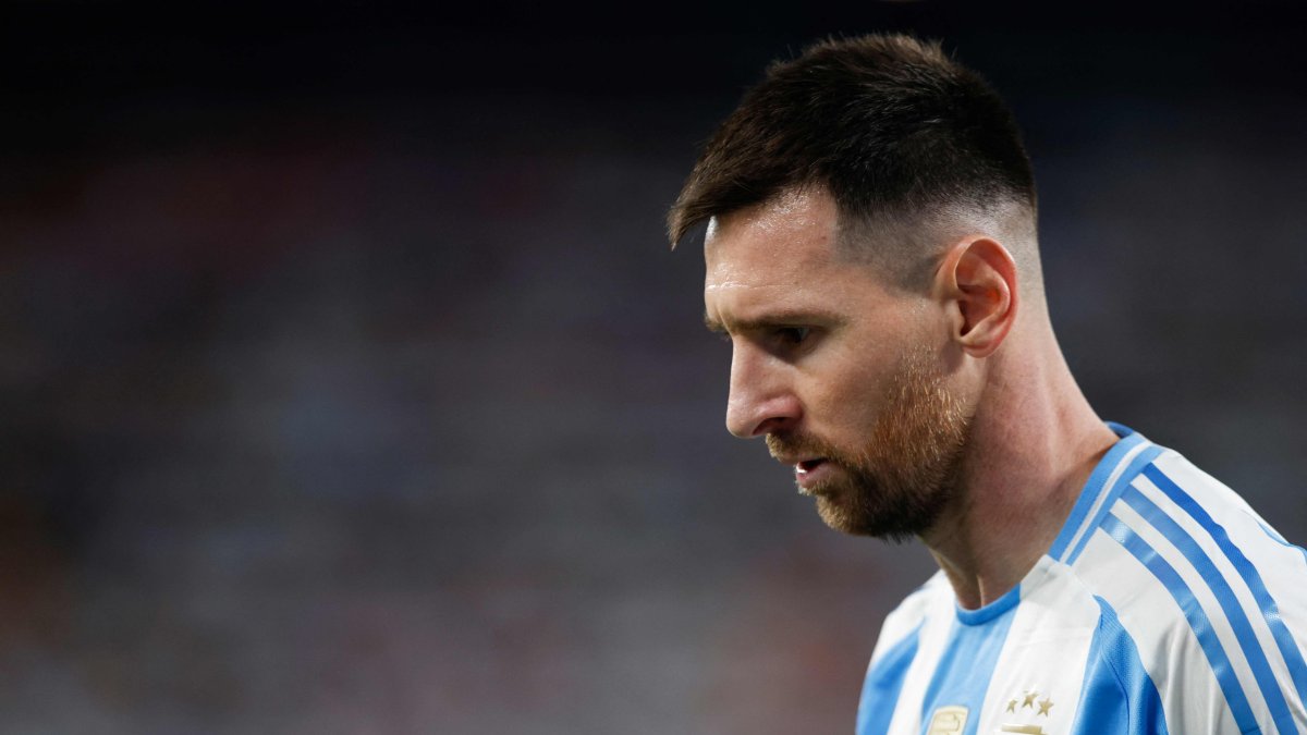 Argentina&#039;s Lionel Messi looks on during the Conmebol 2024 Copa America tournament group A football match between Chile and Argentina at MetLife Stadium, East Rutherford, U.S., June 25, 2024. (AFP Photo)
