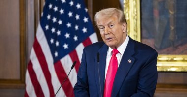 U.S. President Donald Trump speaks as he joins the Taoiseach of Ireland Micheal Martin and Speaker of the House Mike Johnson at the Friends of Ireland Luncheon at the U.S. Capitol, Washington, U.S., March 12, 2025. (EPA Photo)