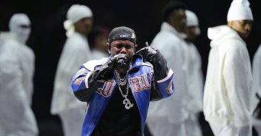 Kendrick Lamar performs during halftime of the NFL Super Bowl 59 football game between the Kansas City Chiefs and the Philadelphia Eagles, New Orleans, U.S., Feb. 9, 2025. (AP Photo)
