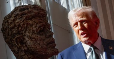 U.S. President Donald Trump speaks to the media after attending a board meeting at the Kennedy Center, Washington, U.S., March 17, 2025. (Reuters Photo)