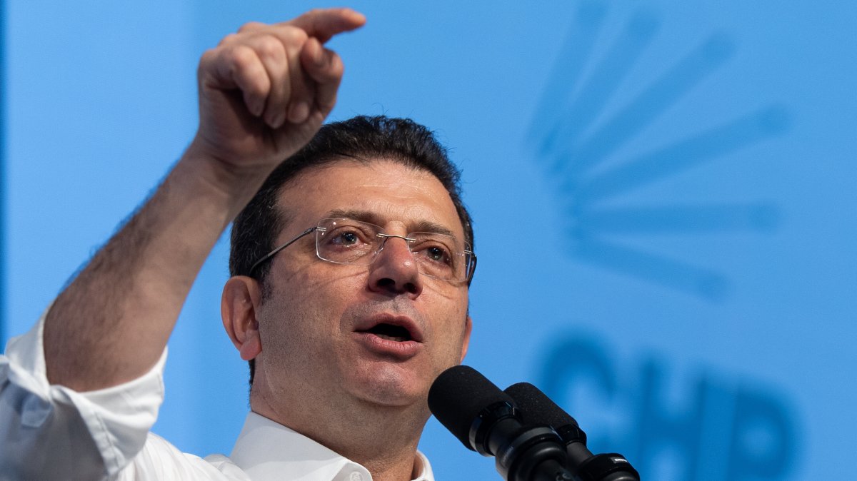 Istanbul Mayor Ekrem Imamoğlu speaks at a rally of his party, Republican People&#039;s Party (CHP), in the capital, Ankara, Türkiye, March 15, 2025. (AA Photo)