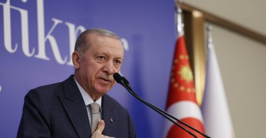 President Recep Tayyip Erdoğan speaks at the Justice and Development Party’s (AK Party) Central Decision and Executive Board (MKYK) iftar dinner, Ankara, Türkiye, March 17, 2025 (AA Photo)