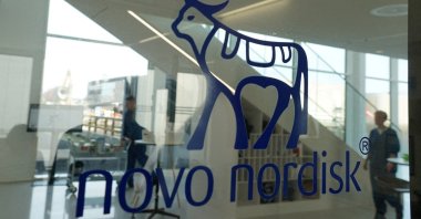 The logo of Danish drugmaker Novo Nordisk in their offices, Hillerod, Denmark, Sept. 26, 2023. (Reuters Photo)