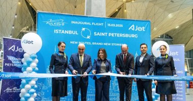 A ceremony marking the launch of AJet flights between Istanbul and St. Petersburg, Istanbul, Türkiye, March 15, 2025. (DHA Photo)